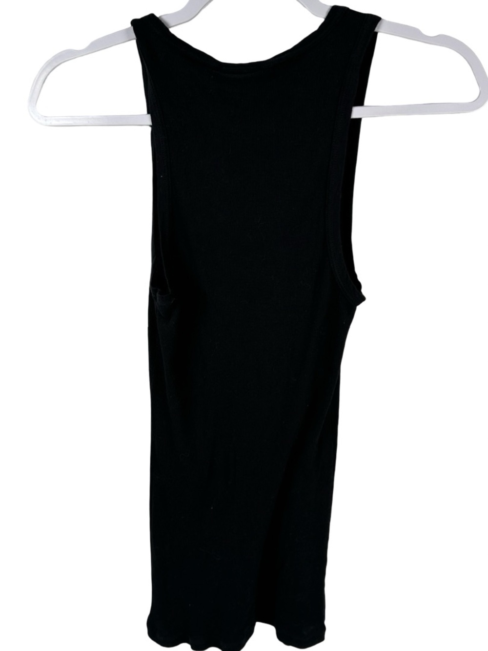 James Perse Standard Ribbed Knit Scoop Neck Solid Black Tank Top Size 2/Medium - Picture 4 of 7